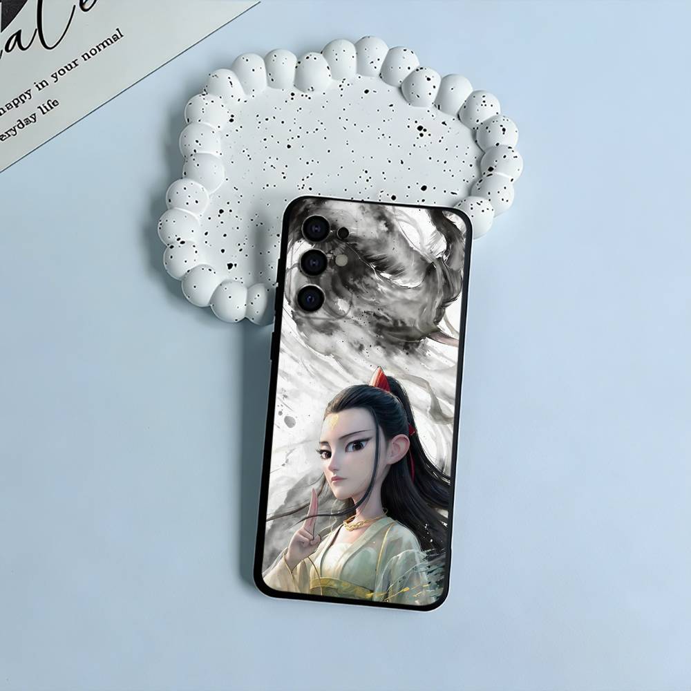 

N-Z-Ne-zha Hot anime Black Soft Silicone Phone Case for Samsung S25, S24, S21, S22, S23, S30, Ultra, S20, Plus, FE, Lite Samsung S30Ultra5G