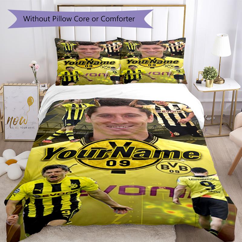 Borussia Dortmund Adınızı Özelleştirin Nevresim Takımı Nefes Alabilen Yorgan Kılıfı Yastık Kılıflı Ev Dekorasyonu Doğum Günü Hediyesi