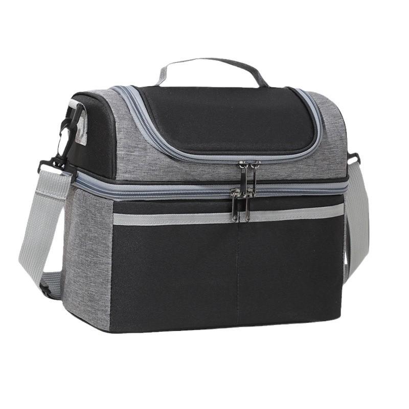 Double-Layer Insulated Lunch Bag - Solid Color, Crossbody Handbag, Portable Lunch Box
