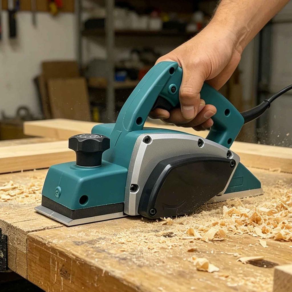 220V 1200W Electric Planer, 16,000 RPM Wood Planer with Adjustable Depth and Ergonomic Handle
