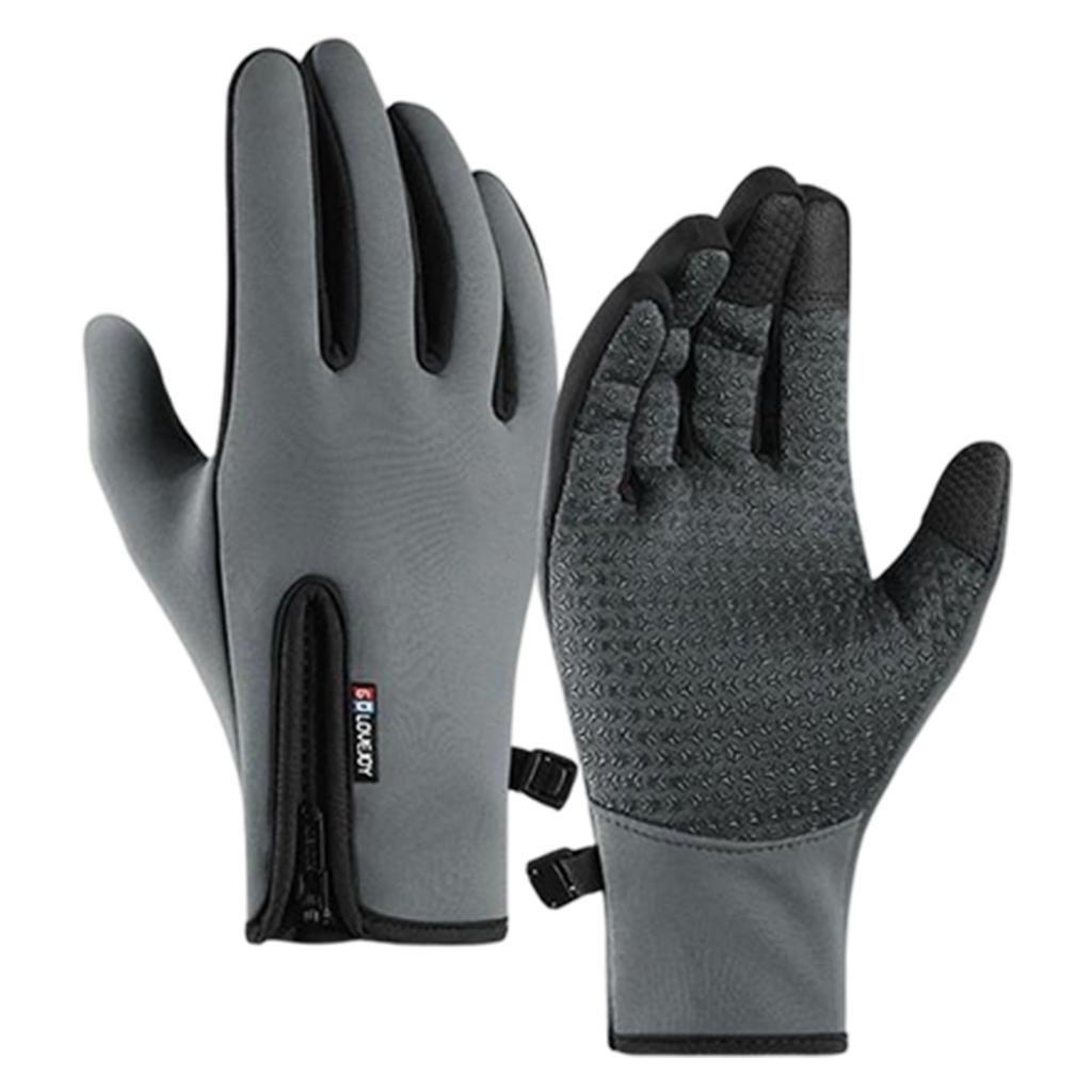 Waterproof Winter Gloves with Anti-Slip Grip Reflective Print Conductive Fingertips for Outdoor Sports and Cold Weather Activities
