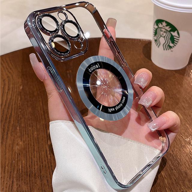 Luxury Plating For Magsafe Magnetic Case For Apple iPhone 15 14 Plus 13 12 11 Pro Max Wireless Charge Transparent Phone Cover