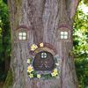 Elf Courtyard Door Sculpture Resin Miniature Garden Window Door Figurines Ornaments Holiday Gifts Home Decor for Yard Lawn
