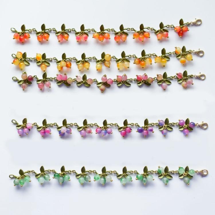 Trendy Plant Leaf Beads Pendant Bracelet Cranberry Leaves Bracelet Bangle Decor
