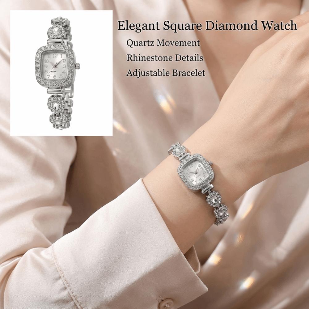 Mit verstellbarem Armband quadratische Uhr Handgelenkdekoration Damen Mädchen