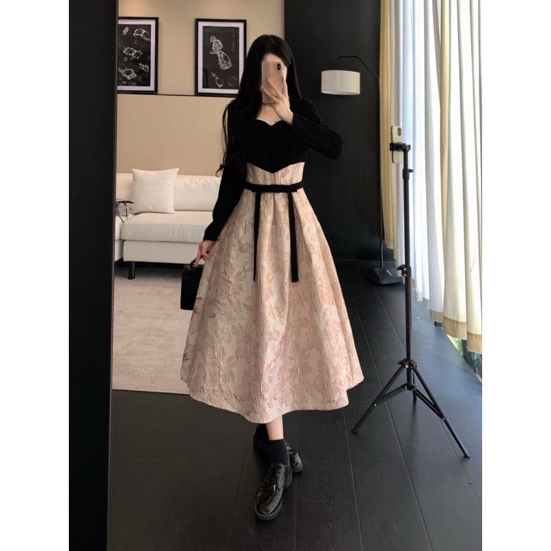 2025 French Beaded Jacquard Dress: Autumn/Winter Luxury Formal Wear