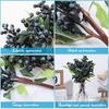 Yunsailing 30 Pcs Artificial Blue Berry Stems Bulk, 9.8 Inch Faux Berry Picks with Green Leaves, Fake Short Branch Fruit Flower for Christmas Tree