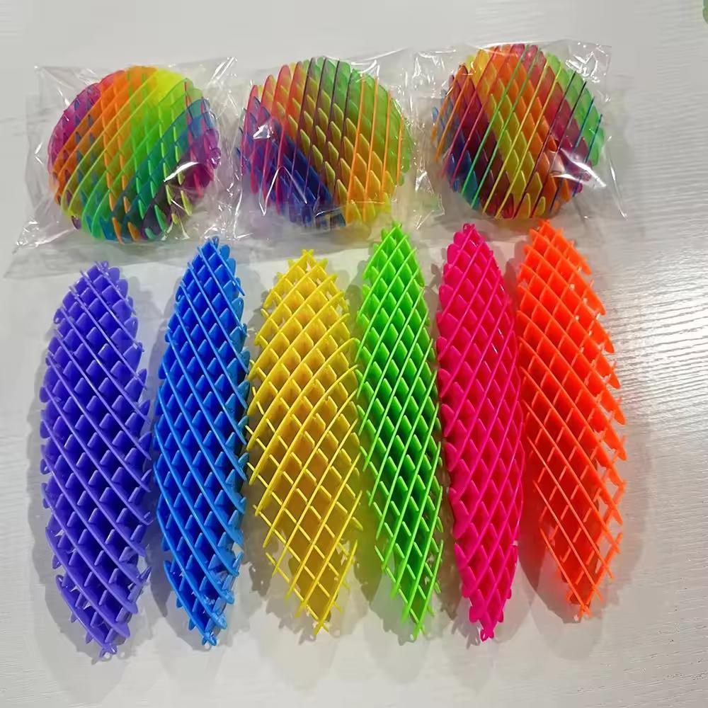 Kids Sensory Pop Worm Fidget Toys Stretchy Pocket Stress Relief Rainbow Plastic Elastic Worms for Boys Girls