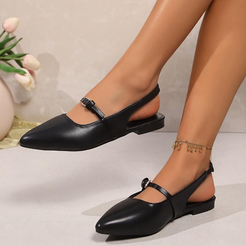 Fashion Ladies Shoes 2025 Closed Toe Women's Sandals Plus Size Office Sandals Women Buckle Pointed Toe Low Heel Slip on Shoes Female
