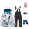 Children's Fashion Skiwear Set Boys' And Girls' Thickened Waterproof Thermal Ski Suit Five-Piece Outfit With Jacket And Trousers