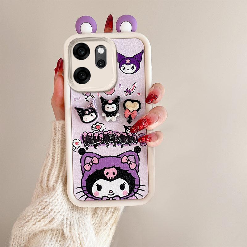 KEYSION Cute Ear 3D Cartoon Case for OPPO Reno14 F 5G with Bracelet Soft Silicone Shockproof Phone Cover for OPPO Reno 14F 5G