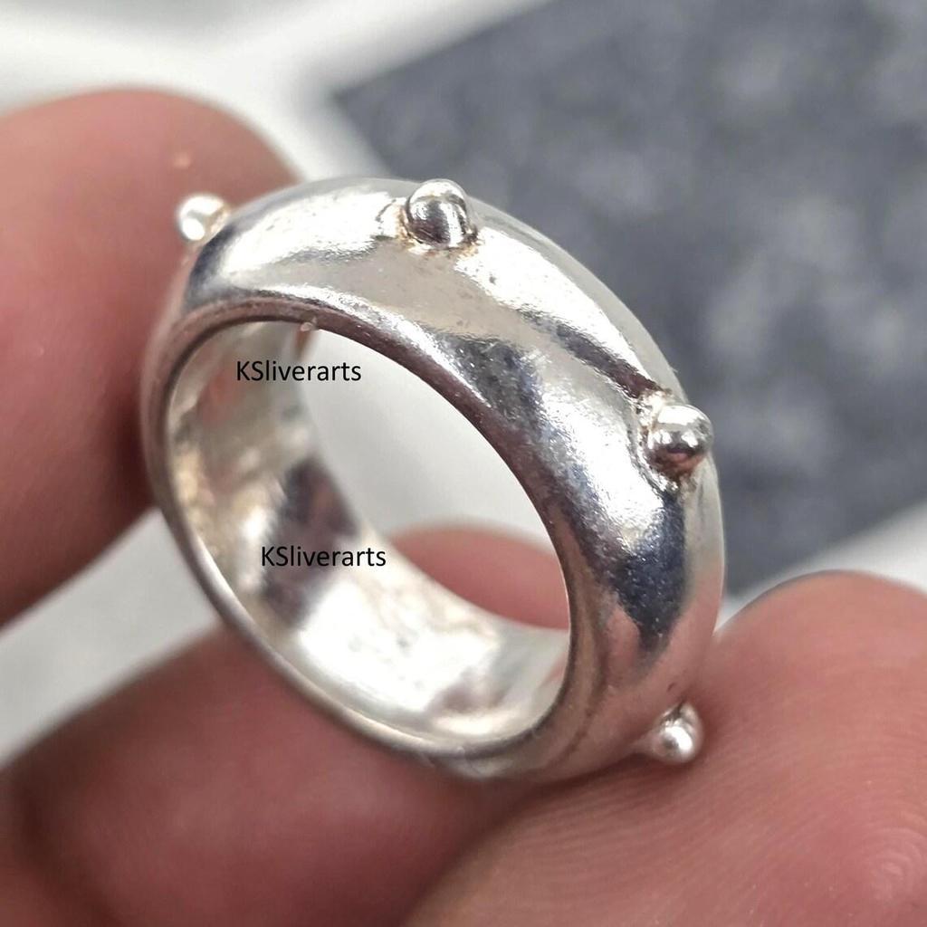 Band Wide Cigar Band Ring, 925 Sterling Silver Ring, Dome Ring, Chunky Fidget Meditation Ring, Anxiety Knuckle Rings, Gift For Her