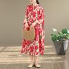 DIMANAF New 2026 Women Plus Size Spring Summer Beach Button shirt Dress Lady Loose Oversize Maxi long Floral Print Cotton