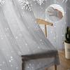 Christmas Pine Needles Snowflakes Wood Grain Sheer Curtains Living Room Decoration Window Curtains Kitchen Tulle Voile Curtains