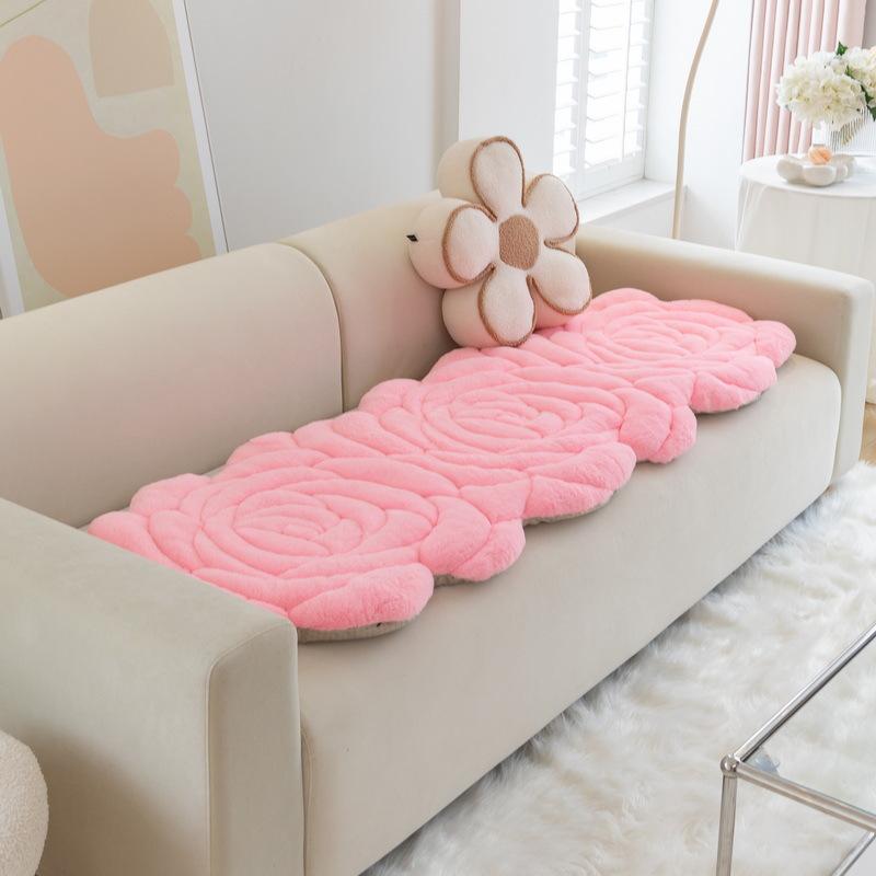Rose Velvet Special-shaped Sofa Cushion Winter Thickened Non-slip Cushion Irregular Leather Cover Cover Plush High-end Cover Cloth
