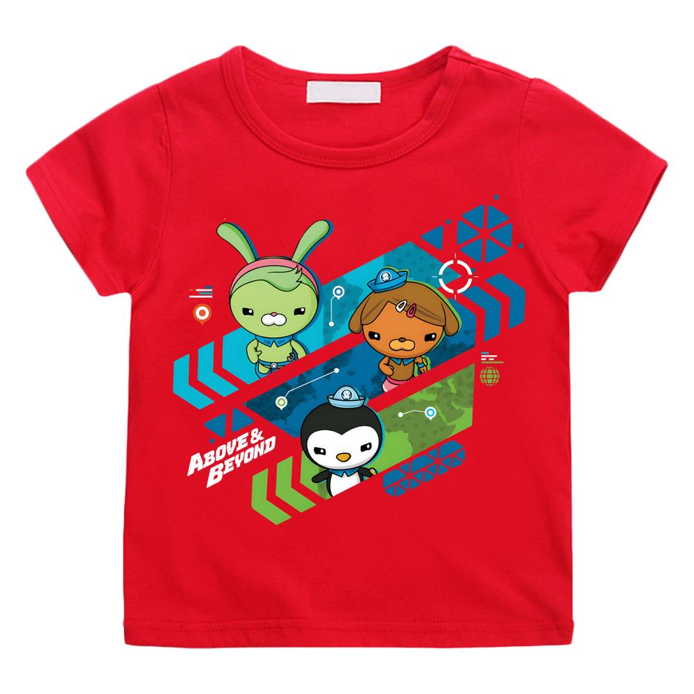 

TV The Octonauts Kawaii Print Anime T-shirts Cartoon Manga Kawaii 100%Cotton Short Sleeve Boys/Girls T Shirt Teens Streetwear 100 червоний