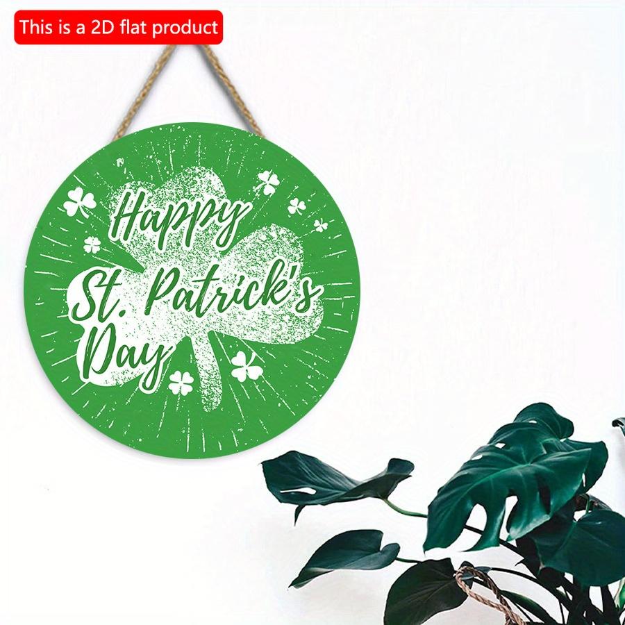 2D flat 20*20cm1pc Happy St.Patrick'sDay Three-leaf clover patterns hanging wooden sign Wall decoration, St.Patrick'sDay round door Pendant Suitable