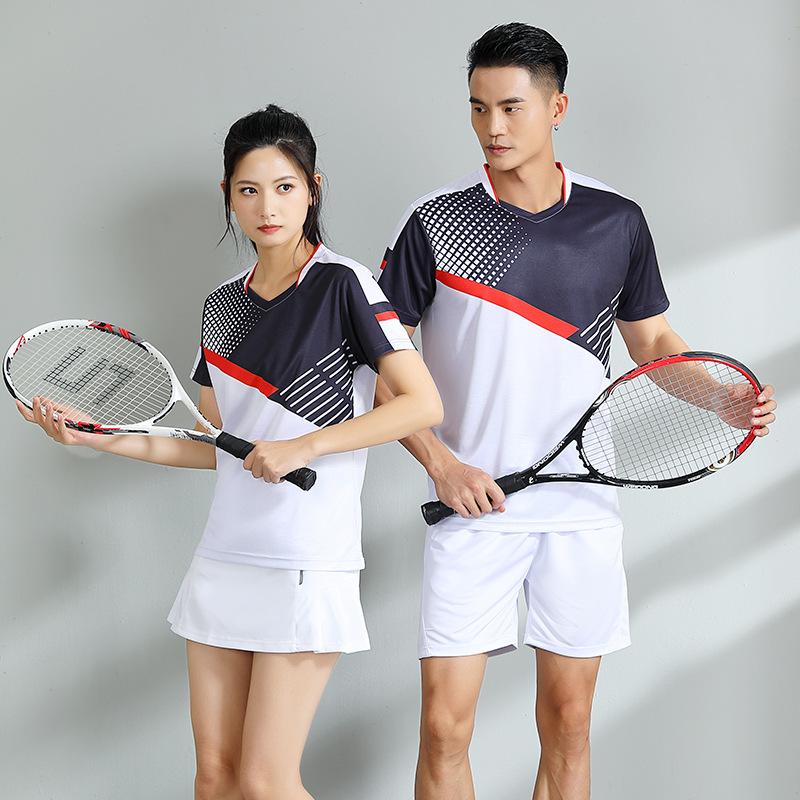 Badminton Clothes Outfit Short Sleeve Latest Blue Color Mens and Womens Quick-Drying Summer Table Tennis Wear Training Competition Clothes