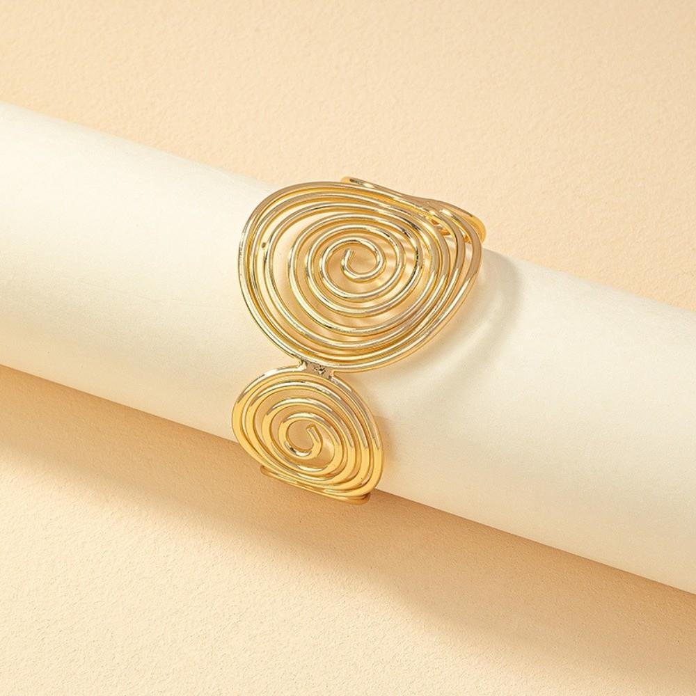 Wave Opening Zinc Zinc Alloy Wide Opening Bangle S/Round Shape Retro Hand Ring Irregular Wide Bracelet Gift