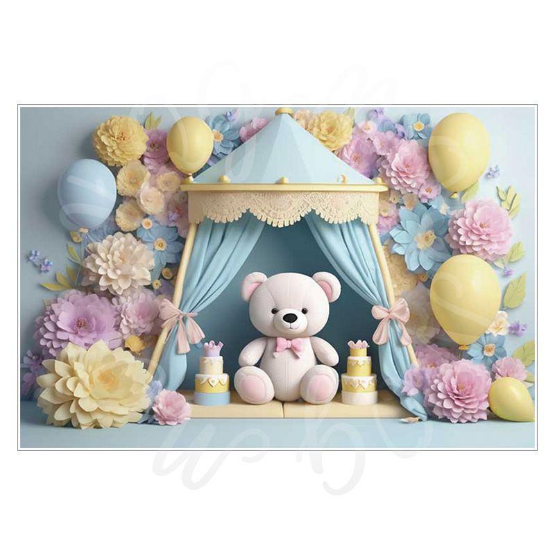 Balloon Cartoon Background Fabric for Pet Children's Birthday Party Decoration Wall Fabric, Photography and Photo-taking Background Fabric