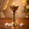 ServDharm Lotus Brass Diya for Puja 5.6" | Oil Lamp Deepam for Home Temple |