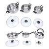 Cookware Set Stainless Steel Kitchen Pots and Pans Set with Tea Kettle Glass Lids for Cooking Frying Boiling Stewing