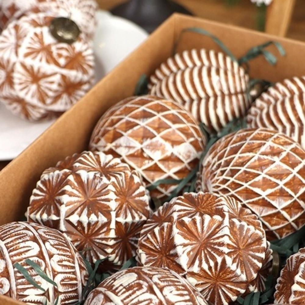 12PCS Brown Xmas Hanging Ball 8cm Christmas Spheres Pendant Merry Christmas Decoration