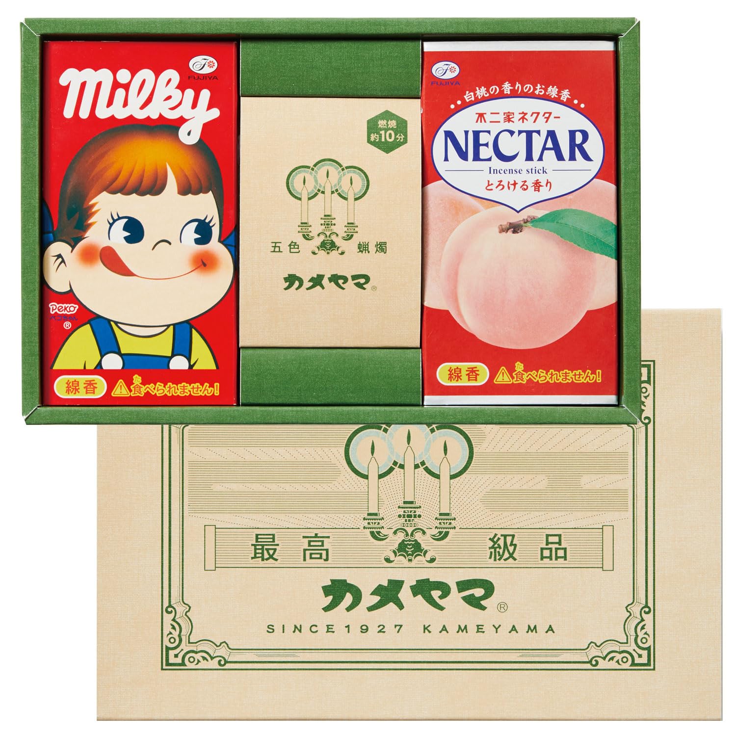 

Kameyama Retro Gift A Collaboration Incense Sticks Fujiya Milky & Nectar + 10-Minute Candle Incense