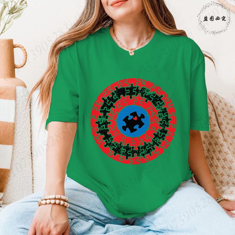 Autismus-Bewusstsein T-Shirts für Unisex: Schild Puzzle-Stück Grafik Kurzarm-Oberteile 2026 Trendige Lässige Mode Tägliche Wear T-Shirts