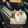 Pet Car Seat for Cats and Dogs Fluffy Pet Bed with Safety Checkerboard Extra Adjustable Height Pet Seat for Small To Medium Pets - 2-in-1 Belt,