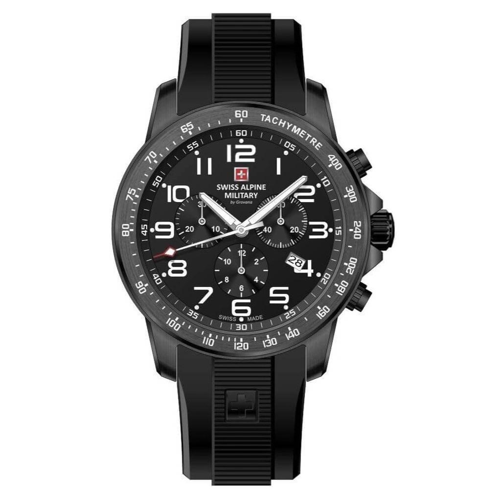 Swiss Alpine Military Ranger Хронограф Каучуковый ремешок Черный циферблат Кварцевый 7064.9877 100М Мужские часы