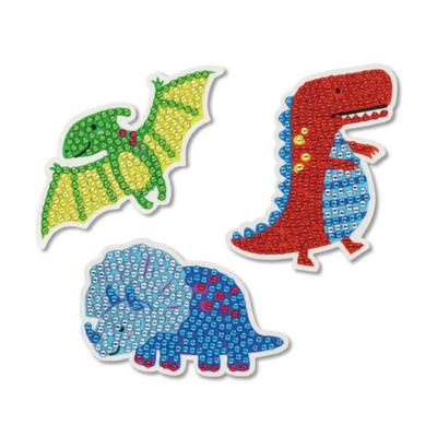 Kit de adesivos pintura diamante Dinossauros 5 a 8,5 cm 3 peças