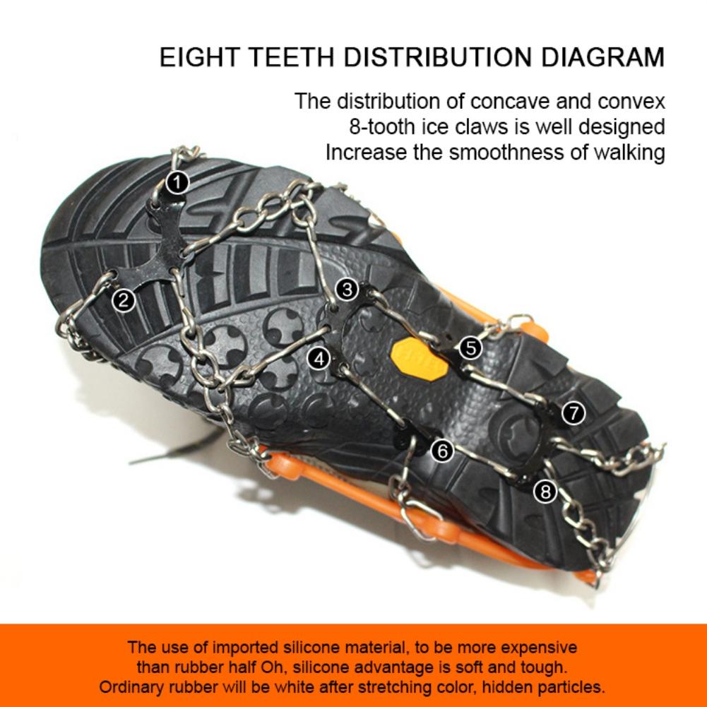 Mountaineering Hiking Boots Ice Cleats For Shoes Boots Cleats Anti-Skating Crampon Snow Non-Slip Shoe Cover With Storage Bag