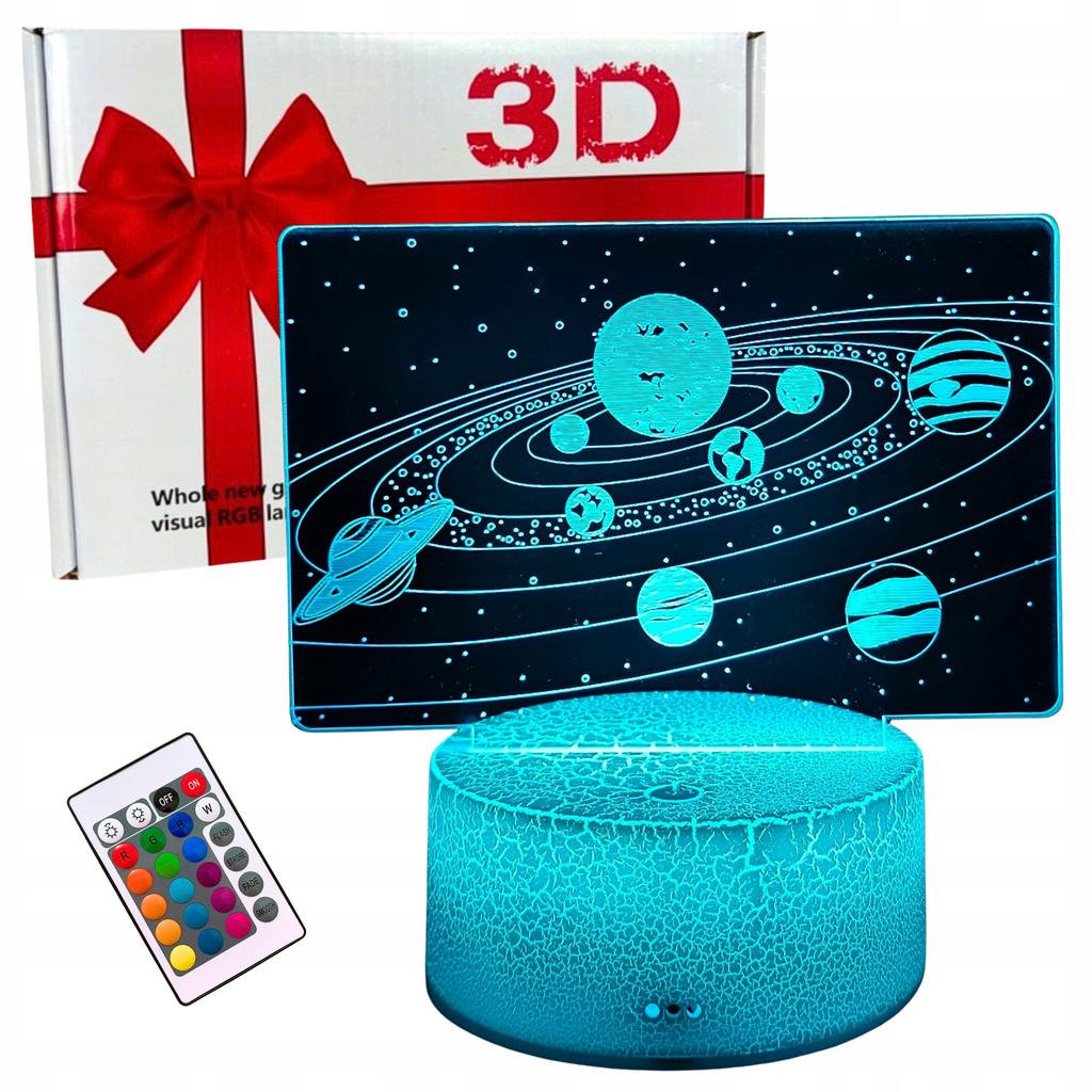 Night Desk Lamp For Children Galaxy Planets Space 3D 16 Led + Remote Control