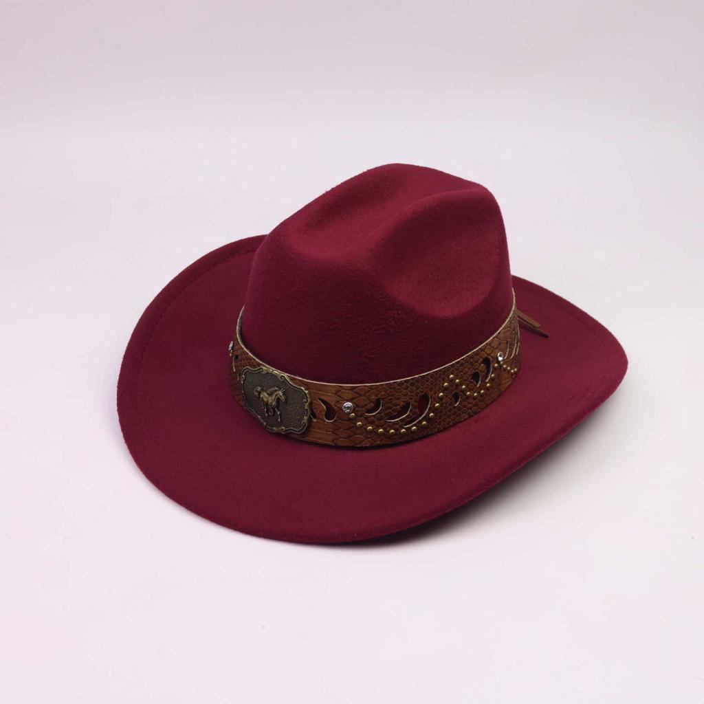 New Western cowboy top hat men and women couple gentleman's hat horse head decoration with jazz hat Tibetan
