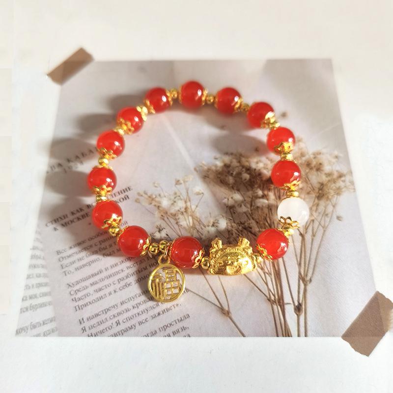 New Women's Mori Style Butterfly Glass Bracelet with Colorful Crackle Beads