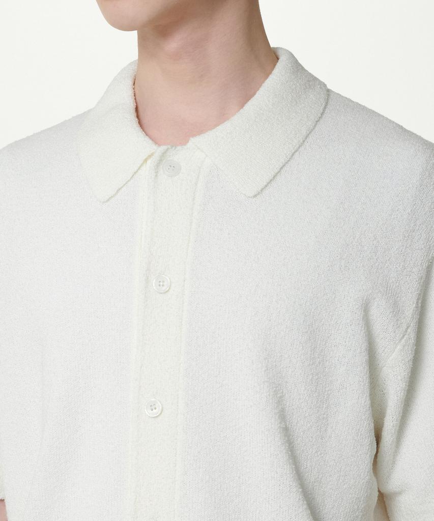 Musinsa Standard Boucle Collared Short Sleeve Cardigan [Ivory]