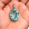 Naturalny Niebieski Topaz Owalny Wisiorek ze Srebra Próby 925, 114 Karatów