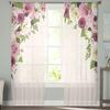 2Pcs Flower Semi-circular Floral Tulle Curtains for Living Room Decoration Bedroom Sheer Curtains Room Kitchen Window Treatment