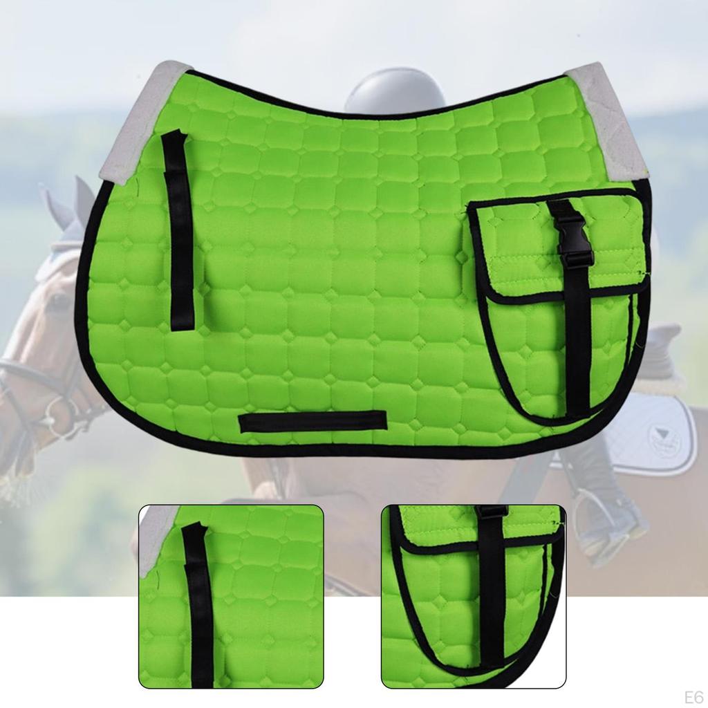 Horse Saddle Pad All Purpose Mat with Pocket Nonslip Shock Absorbing Bareback Cloth
