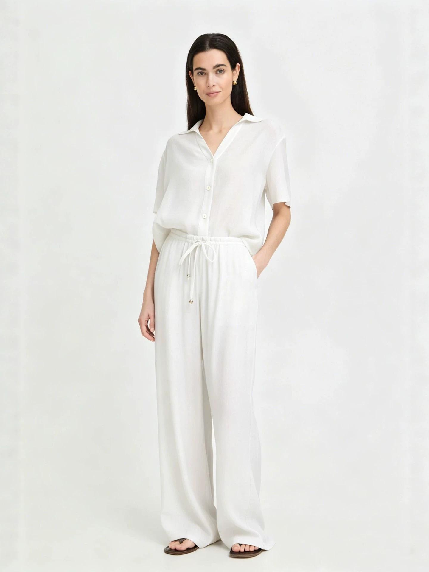 Cross-border Europe, America and 2026 Amazon Independent Station TEMU s new summer women s fashion V-neck casual suit XS белый