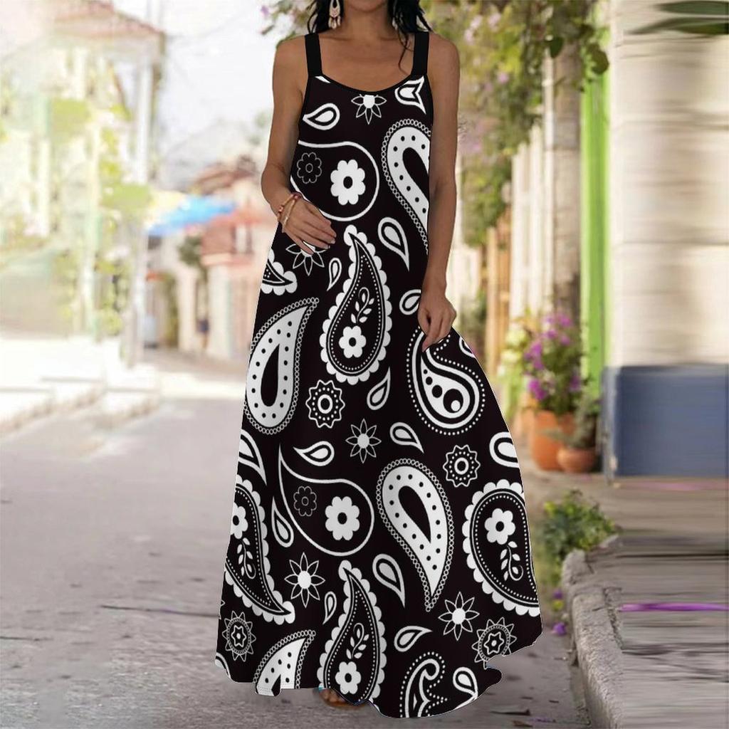 Women's Slip Dress Maxi Long Dress Retro Paisley Print Stitching Print Dress Spring & Summer Leisure Vacation