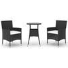 VidaXL 3-piece Garden Bistro Set Black Cushions Poly Rattan, Bistro Set, Outdoor Bistro Set, 3187414