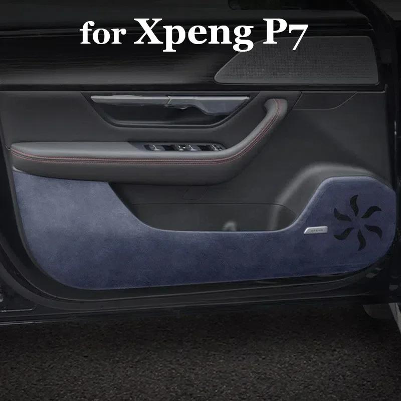 For Xpeng P7 2022 2023 2024 4Pcs Car Door Anti Kick Protection Pad Panel Alcan Tara Suede Auto Doors Anti-Dirty Cover Sticker