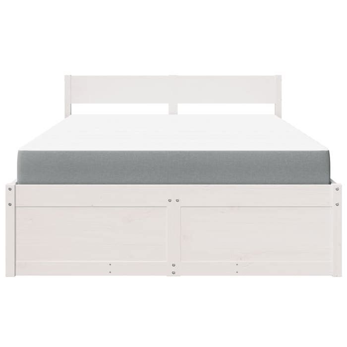 Cadre de lit avec matelas - Maison Exclusive - 120x200 cm - Bois pin massif blanc - 4 tiroirs