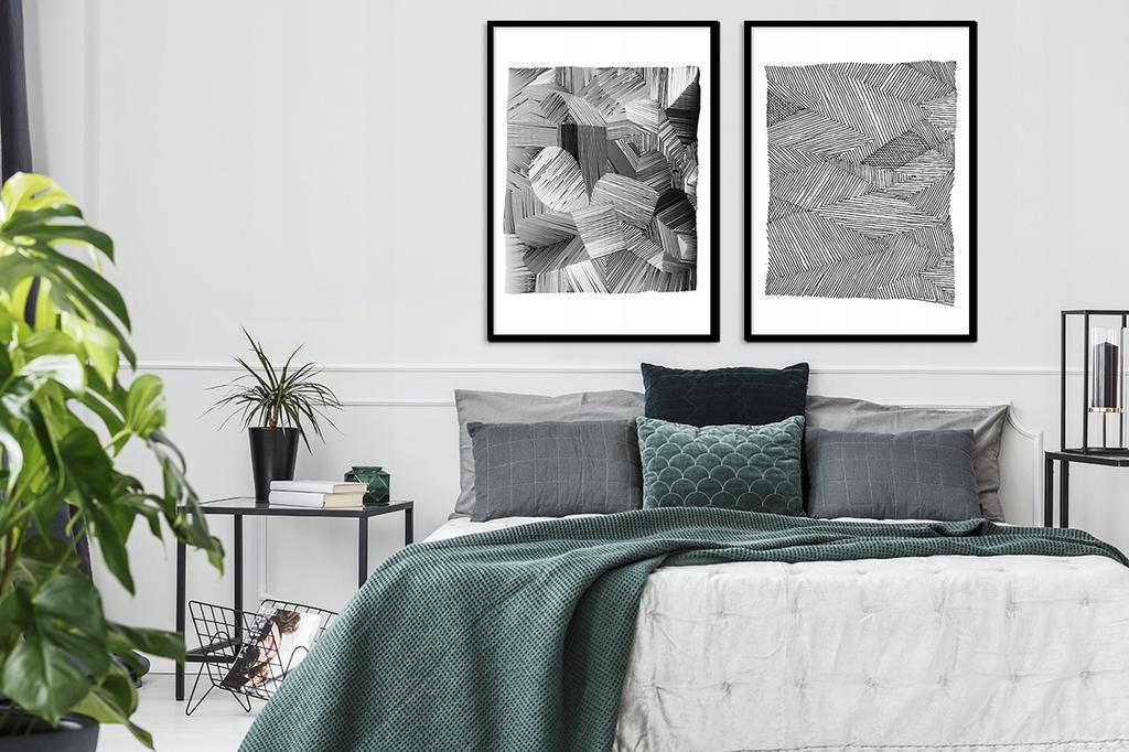 Obraz plakaty w ramie 33x43cm dyptyk komplet 2obrazów abstrakcja grey p2029