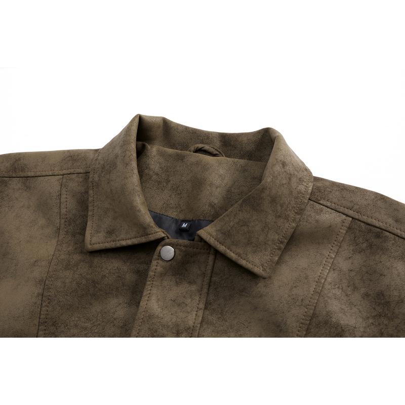 Men's Leather Jacket Men's Youth Standing Collar Biker Leather Jacket Jacket