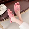 Comfortable Princess Thick-bottomed Fluffy Slippers Women's Autumn and Winter High-end Outer Wear 2025 New Indoor Home One-word Cotton Mop