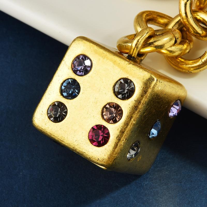 Colourful Dice Keychain Good Luck Dice String Car Keychain Bag Pendant Keyring Fashion Accessories