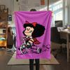1PC Mafalda Print Flannel Blanket, High quality Comfortable for All Seasons, Home Decor, Warmth and Comfort, Perfect for Christmas Gifts 79